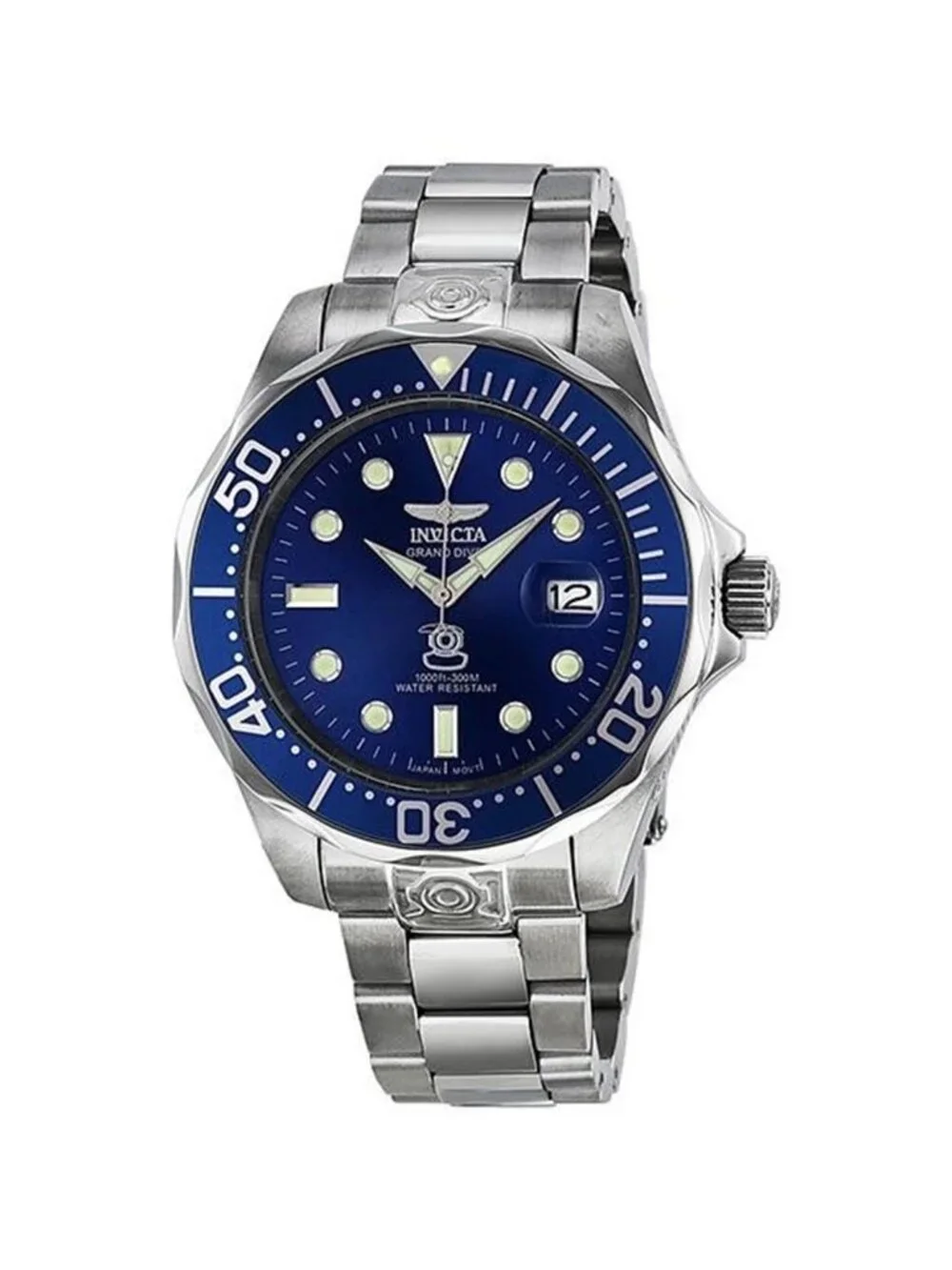 NWT Invicta Grand Diver Blue Dial Stainless Steel Men's Watch